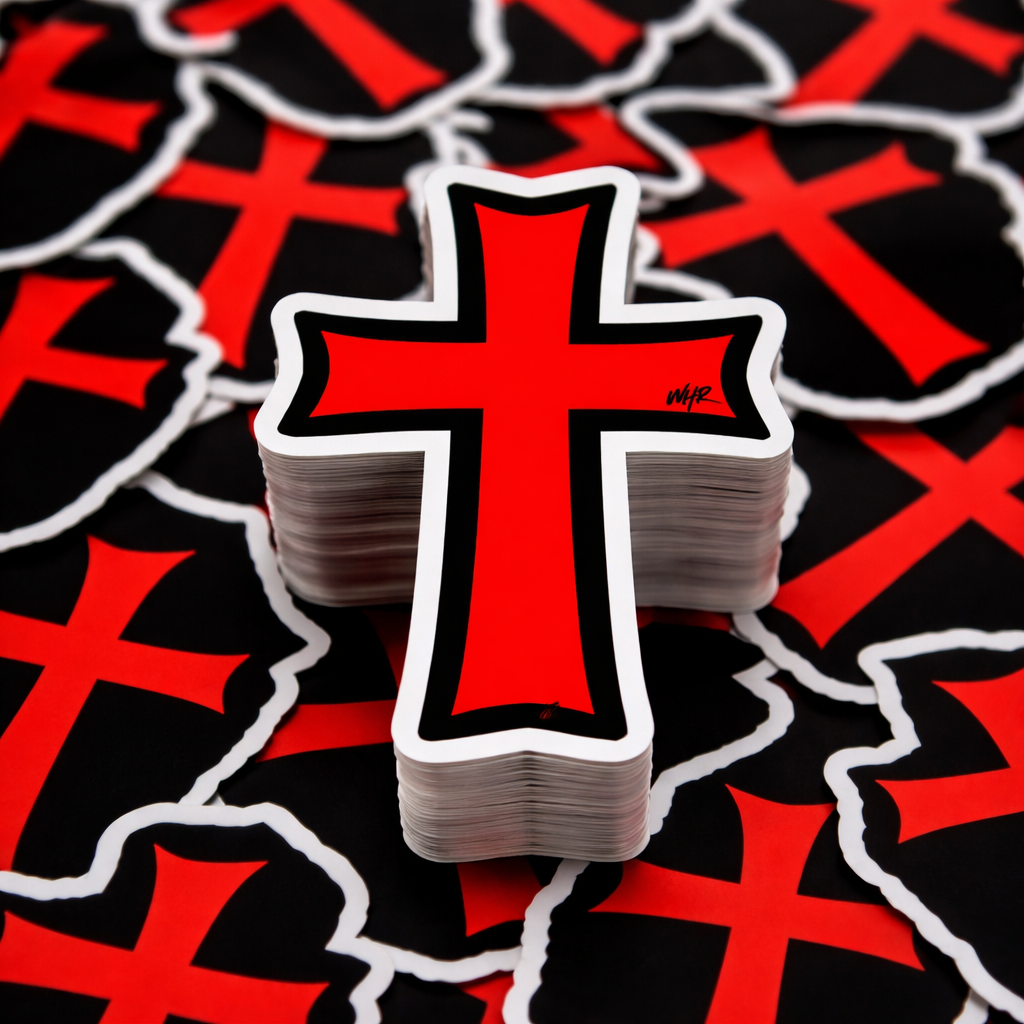 Red Crusader Cross Christian Faith Vinyl Decal Sticker