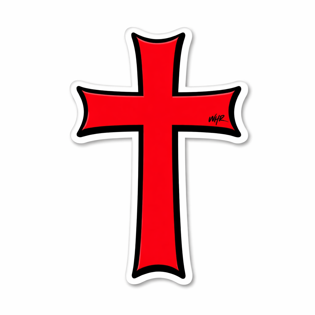 Red Crusader Cross Christian Faith Vinyl Decal Sticker